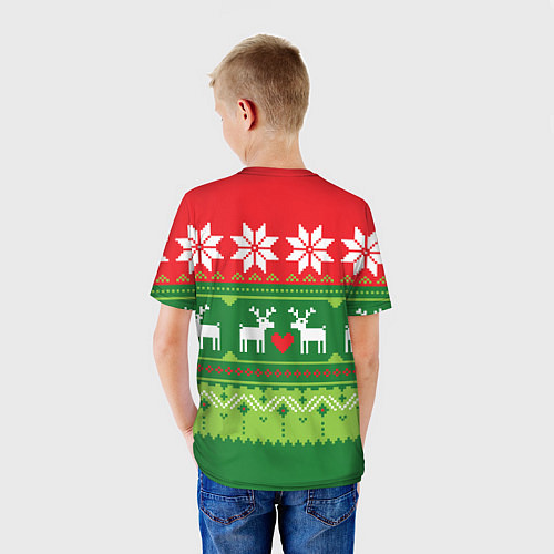 Детская футболка Скандинавские новогодние олени / 3D-принт – фото 4