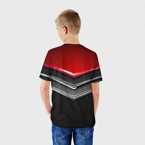 Детская футболка Металлические уголки-стрелки серебристые с красной / 3D-принт – фото 4