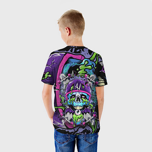 Детская футболка Череп и лонгборд / 3D-принт – фото 4