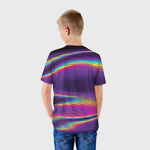Детская футболка Разноцветные волнообразные / 3D-принт – фото 4