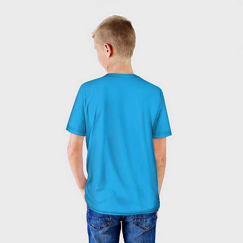 Детская футболка Котик Меломан голубой / 3D-принт – фото 4