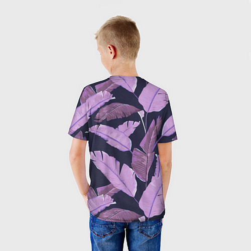 Детская футболка Tropical leaves 4 purple / 3D-принт – фото 4
