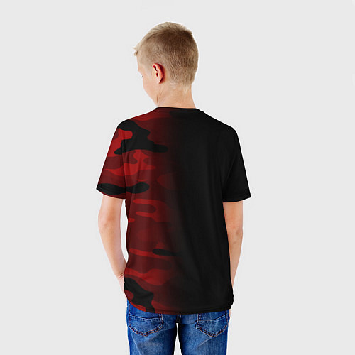 Детская футболка RED BLACK MILITARY CAMO / 3D-принт – фото 4