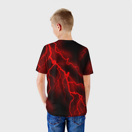 Детская футболка МОЛНИЯ RED NEON / 3D-принт – фото 4