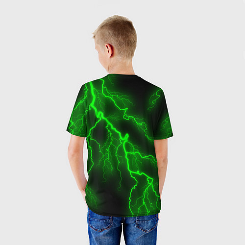 Детская футболка МОЛНИЯ GREEN NEON / 3D-принт – фото 4