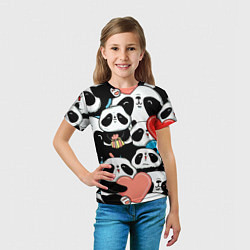 Футболка детская Панды, цвет: 3D-принт — фото 2