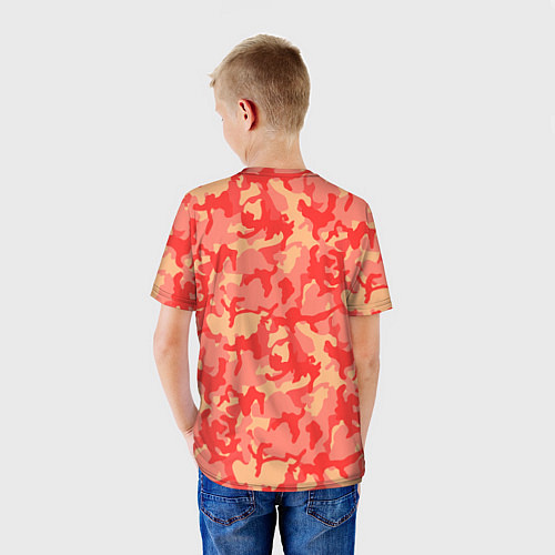 Детская футболка Оранжевый камуфляж / 3D-принт – фото 4