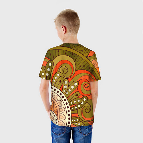 Детская футболка Детский оранжево-болотный / 3D-принт – фото 4