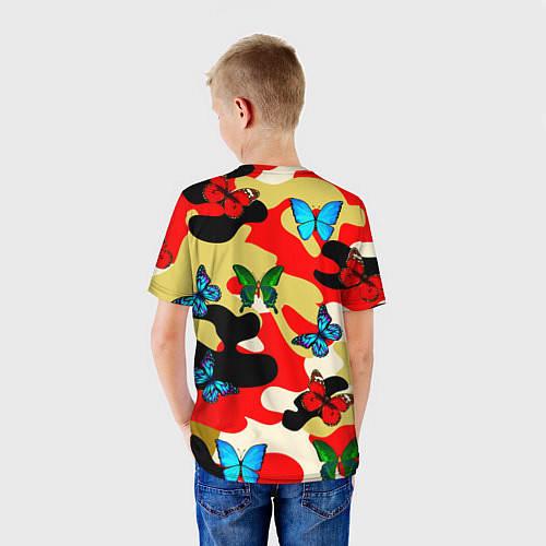 Детская футболка Камуфляжные бабочки / 3D-принт – фото 4