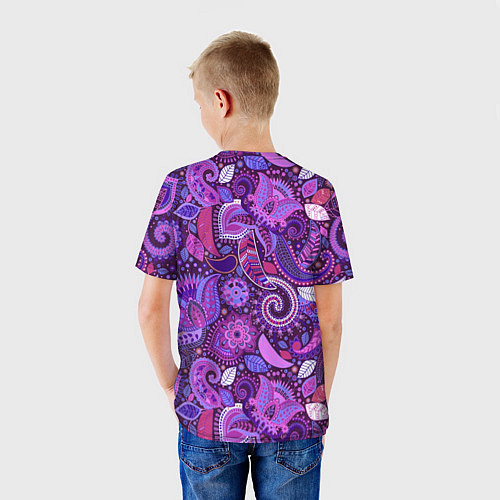 Детская футболка Фиолетовый этнический дудлинг / 3D-принт – фото 4