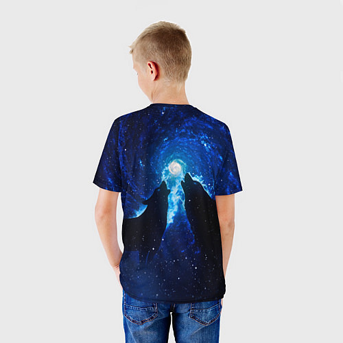 Детская футболка Волки силуэты звездное небо / 3D-принт – фото 4