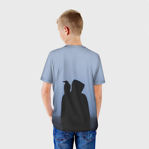 Детская футболка Силуэт ворон капюшон ночь / 3D-принт – фото 4