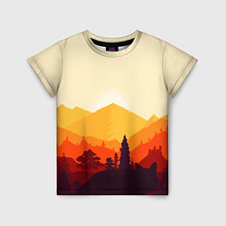 Детская футболка Горы закат пейзаж лиса арт