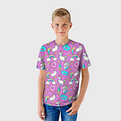 Футболка детская Pink unicorn, цвет: 3D-принт — фото 2