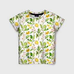 Детская футболка Летний узор лимон ветки листья