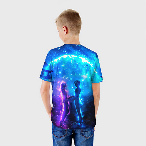 Детская футболка Внеземная пара луна ночь / 3D-принт – фото 4