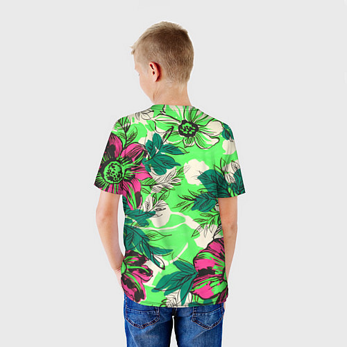 Детская футболка Цветы в неоне / 3D-принт – фото 4