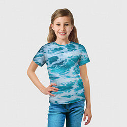 Футболка детская Вода волны пена море, цвет: 3D-принт — фото 2