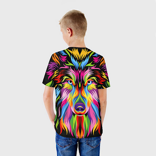 Детская футболка Neon wolf / 3D-принт – фото 4