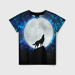 Детская футболка Волк воющий на луну