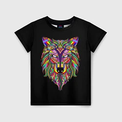 Детская футболка Разноцветный Волк