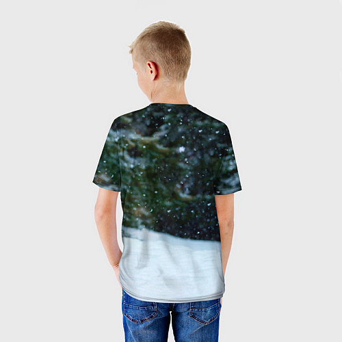 Детская футболка Лиса в зимнем лесу / 3D-принт – фото 4