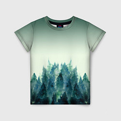 Детская футболка Акварельный лес градиент