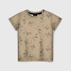 Детская футболка Листья на бежевом фоне