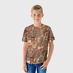Футболка детская Осенняя маскировка листьями, цвет: 3D-принт — фото 2