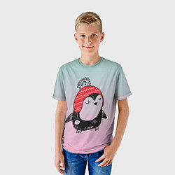 Футболка детская Милый пингвин в шапочке, цвет: 3D-принт — фото 2