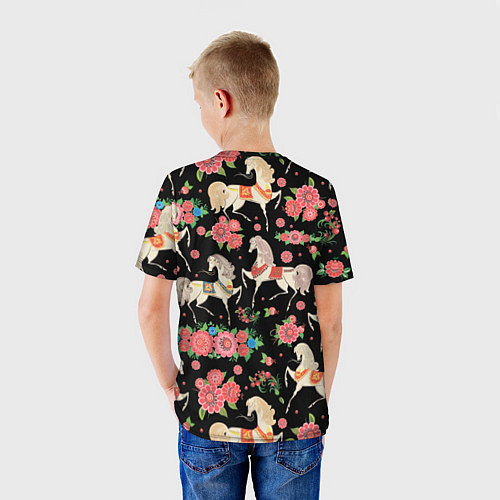 Детская футболка Лошади и цветы / 3D-принт – фото 4