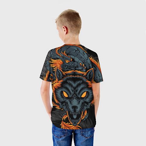 Детская футболка Волк и дракон / 3D-принт – фото 4