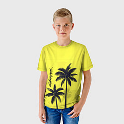 Футболка детская Cyberpunk 2077 - Пальмы, цвет: 3D-принт — фото 2