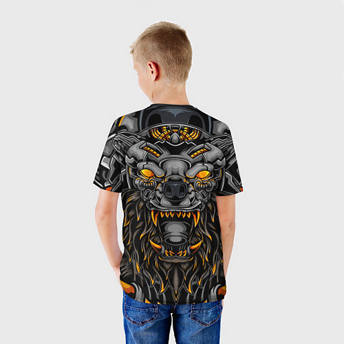 Детская футболка Хищный лев киборг / 3D-принт – фото 4