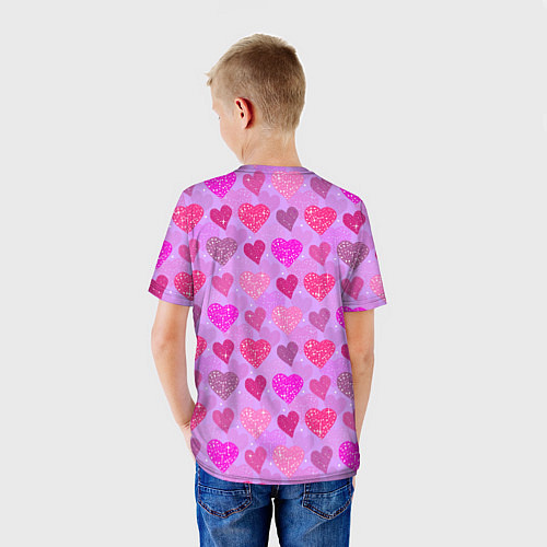 Детская футболка Розовые сердечки / 3D-принт – фото 4
