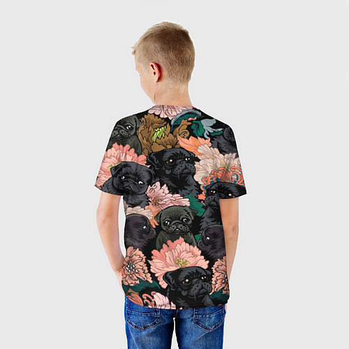 Детская футболка Мопсы и Цветы / 3D-принт – фото 4