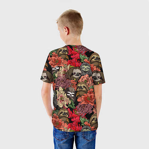 Детская футболка Ленивец & Цветочки / 3D-принт – фото 4