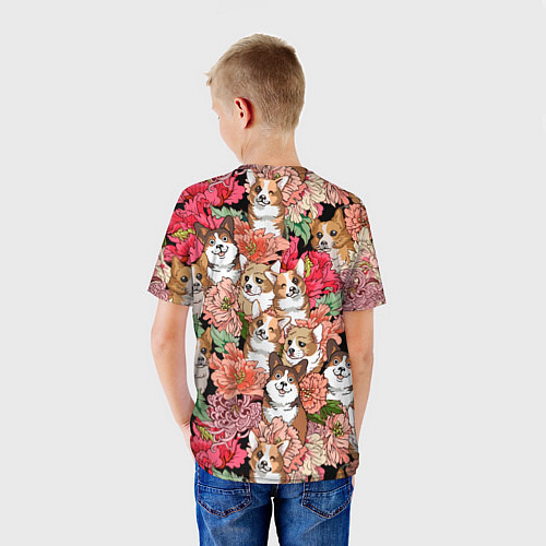 Детская футболка Корги & Цветы / 3D-принт – фото 4