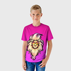 Футболка детская Модный лев в очках, цвет: 3D-принт — фото 2