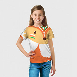Футболка детская Лисичка этно окрас, цвет: 3D-принт — фото 2