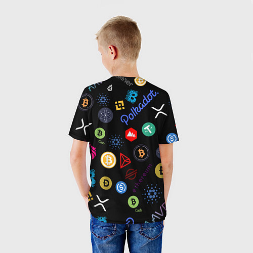 Детская футболка BITCOIN PATTERN БИТКОИН Z / 3D-принт – фото 4