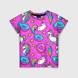 Детская футболка Единороги с пончиками