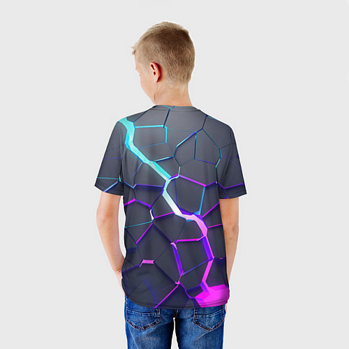 Детская футболка НЕОНОВЫЙ РАЗЛОМ 3Д РАЗЛОМ / 3D-принт – фото 4