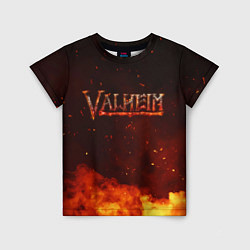 Детская футболка Valheim огненный лого