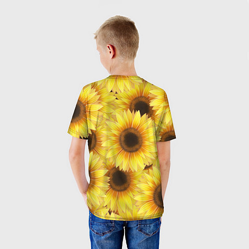 Детская футболка Подсолнухи в поле / 3D-принт – фото 4