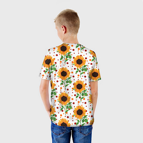 Детская футболка Оранжевые летние подсолнухи / 3D-принт – фото 4