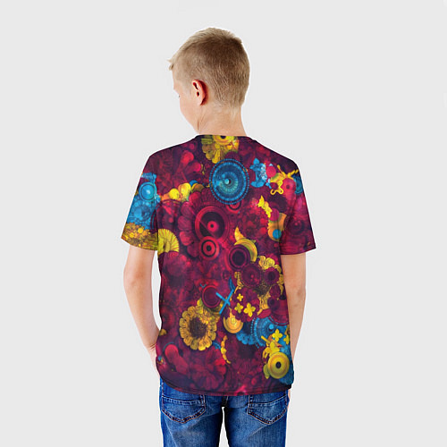 Детская футболка Цветы - шестеренки / 3D-принт – фото 4