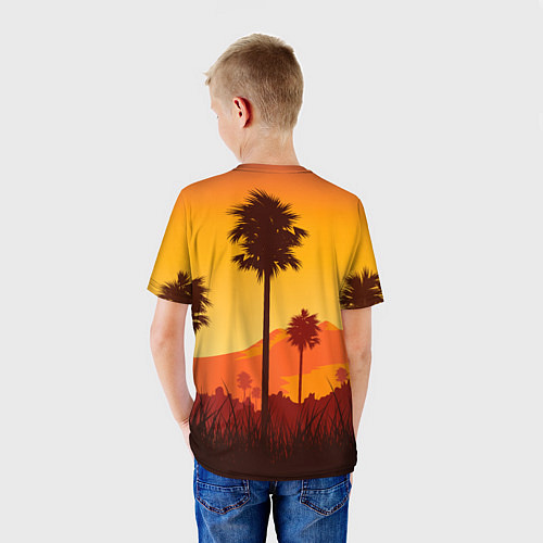Детская футболка Лето, Пальмы, вечер / 3D-принт – фото 4