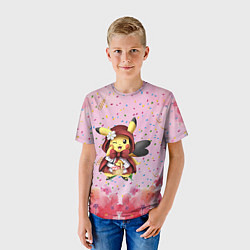 Футболка детская Пикачу красная шапочка, цвет: 3D-принт — фото 2
