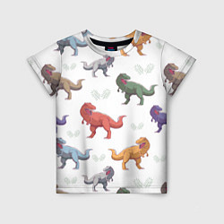 Детская футболка Разноцветные тираннозавры